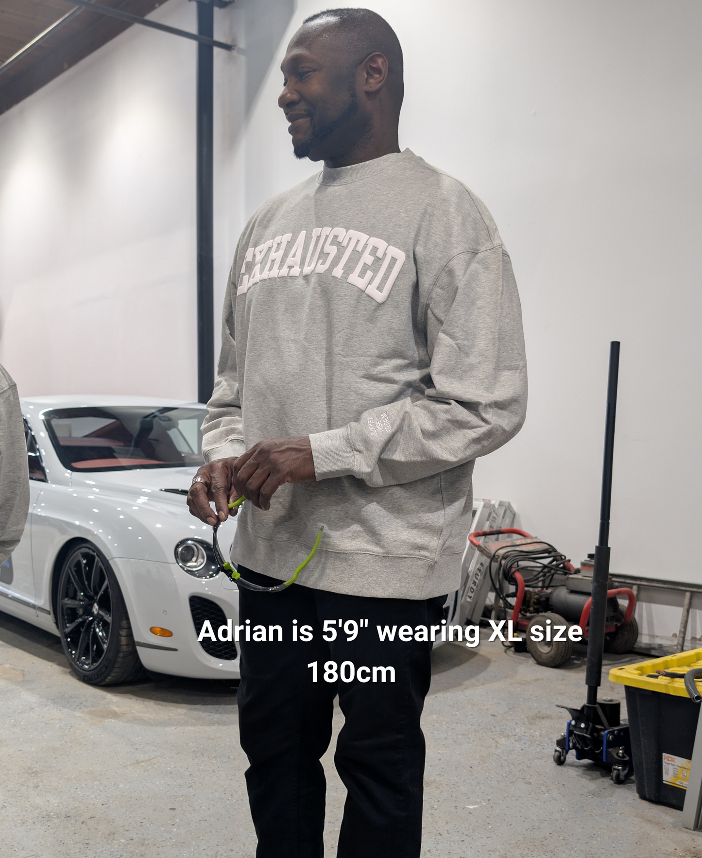 EXHAUSTED CREWNECK